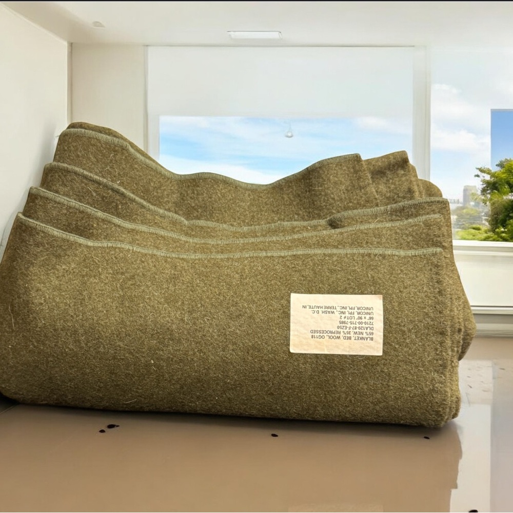 Unicor green Wool Bed military Blanket 66x90